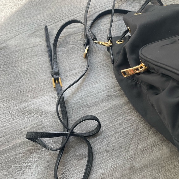 Prada Black Nylon Drawstring Mini Backpack with Gold Hardware - Picture 7 of 16